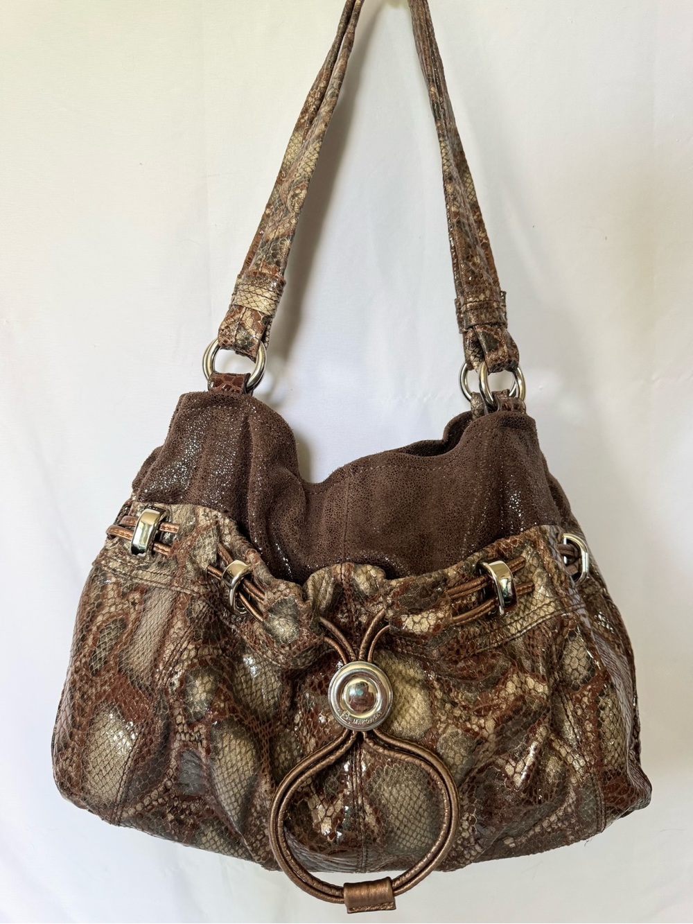 B.Makowsky EUC snakeskin embossed leather shoulder bag
